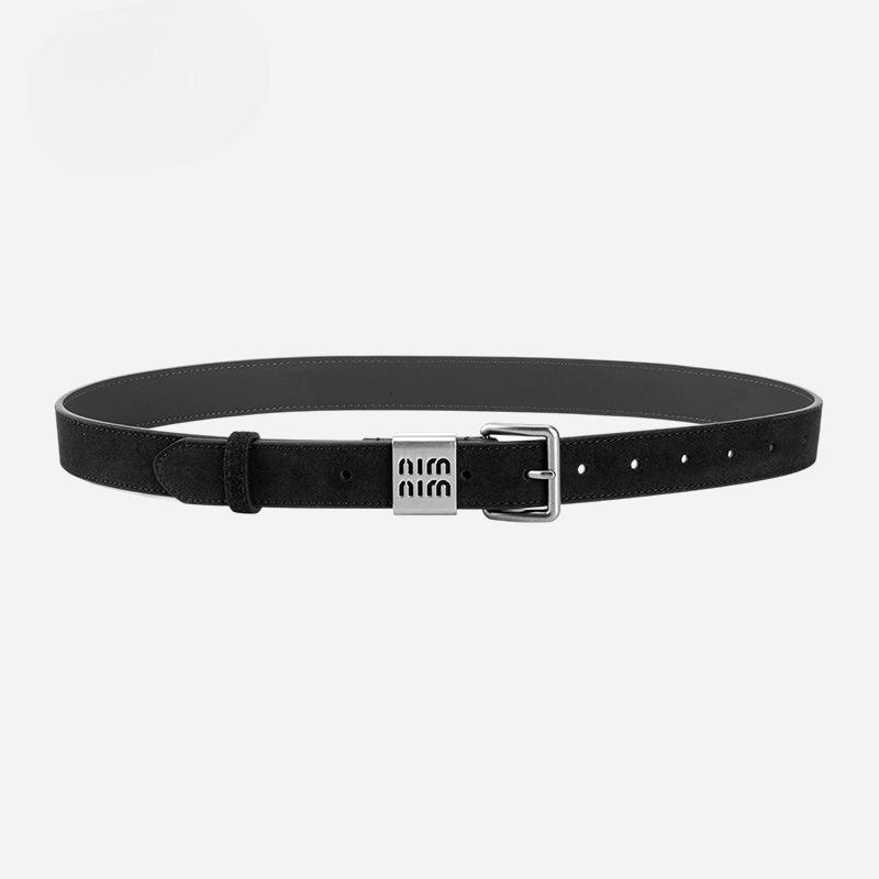 Frosted Reverse Velvet Leather Belt for Women High-end Simple and Versatile Skirt Pin Buckle Decorative Belt for Women
