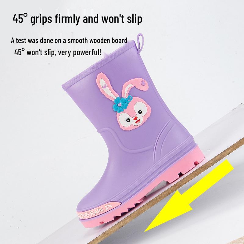 Children's Cartoon Mid-Calf Waterproof Rain Boots - Non-Slip, Thick, and Cute for Boys and Girls