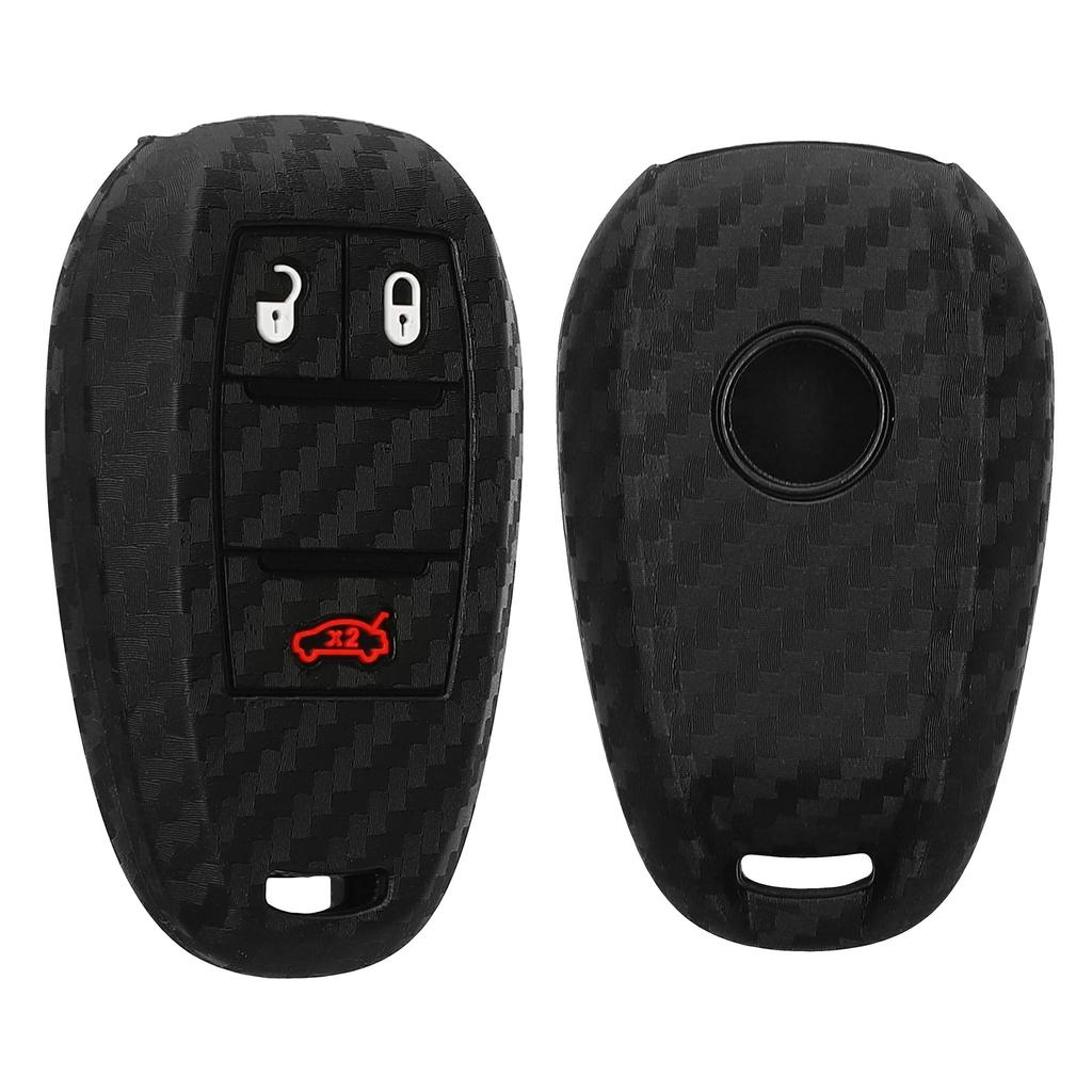 kwmobile Key Cover for Alfa Romeo Car Remote Key Protective Soft Silicone Carbon Fiber Design 3-Button - Case, Cover,