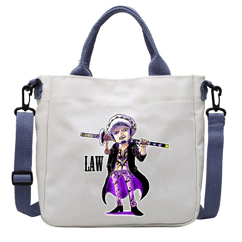 One Piece Canvas Bags Luffy Cartoon Anime Figures Print Shoulder Bag Outdoor Large Capacity Trendy Crossbody Handbag Gifts Poseable Articulated Scale