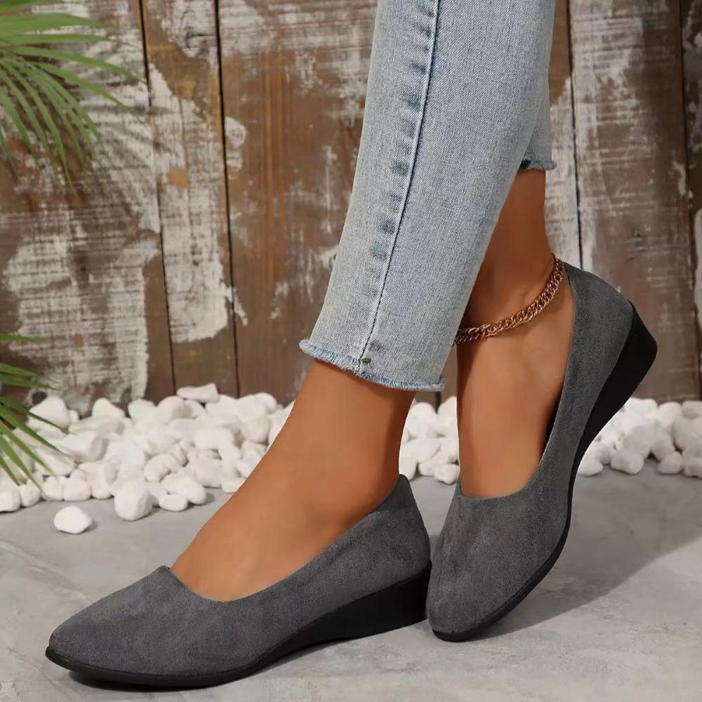 Fashion Classic Black Women Wedge Single Shoes Lightweight Slip On Office Work Shoes Woman Comfortable Soft Sole Casual Footwear Female