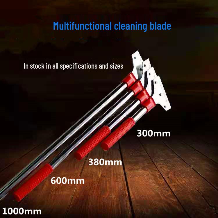 Iron Head Long Handle Grout and Stain Scraper with Angled Blade for Tile Cleaning