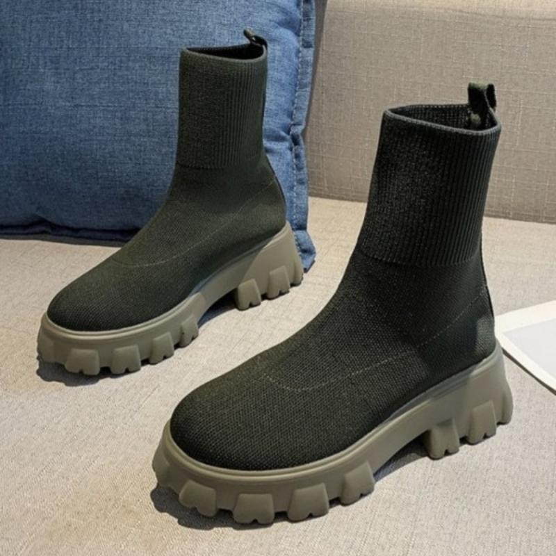 Womens Boots Fashion Elastic Sock Boots Classic Breathable Canvas Boot Outdoor Non Slip Platform Boots for Women Bottines Femmes