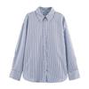 Womens Striped Loose Fit Long Sleeve Shirt - Lightweight Cotton Blend Casual Office Wear Plus Size Friendly