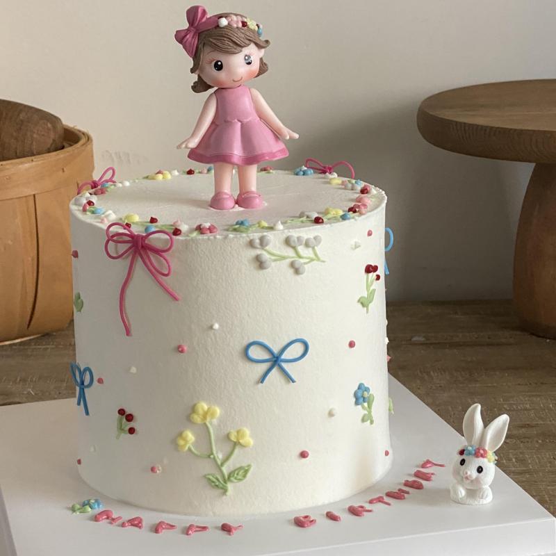 Cake Topper Beautiful Girl Rabbit Baby For Happy Baby Birthday Party Cake Decoration Party Supplies