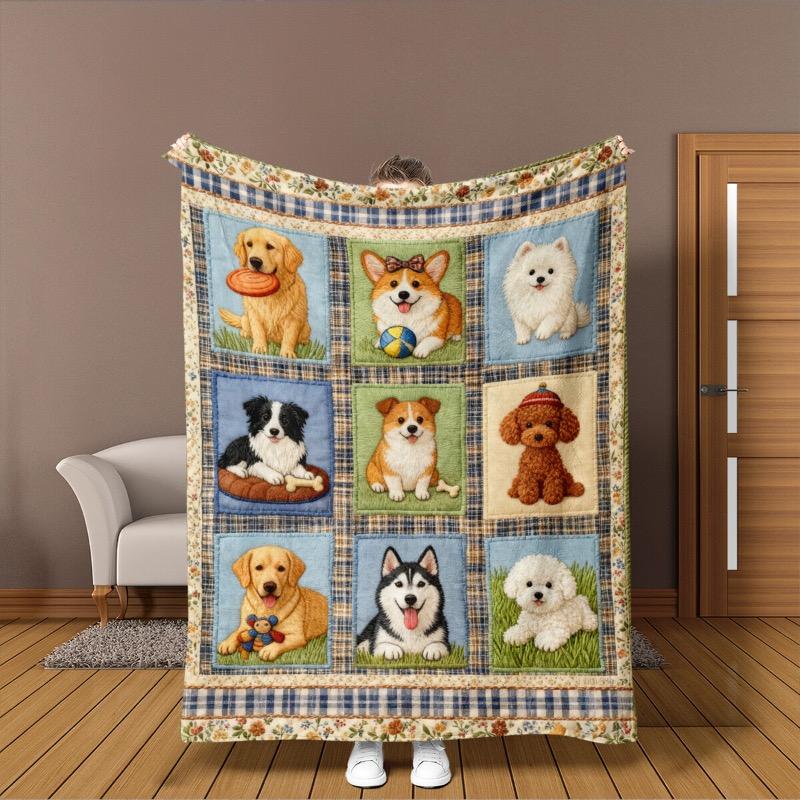 

Пасторальный игровой плед для собаки Мягкий теплый и удобный плед с корги с золотистой шерстью и другими игровыми элементами с собаками 30x40in