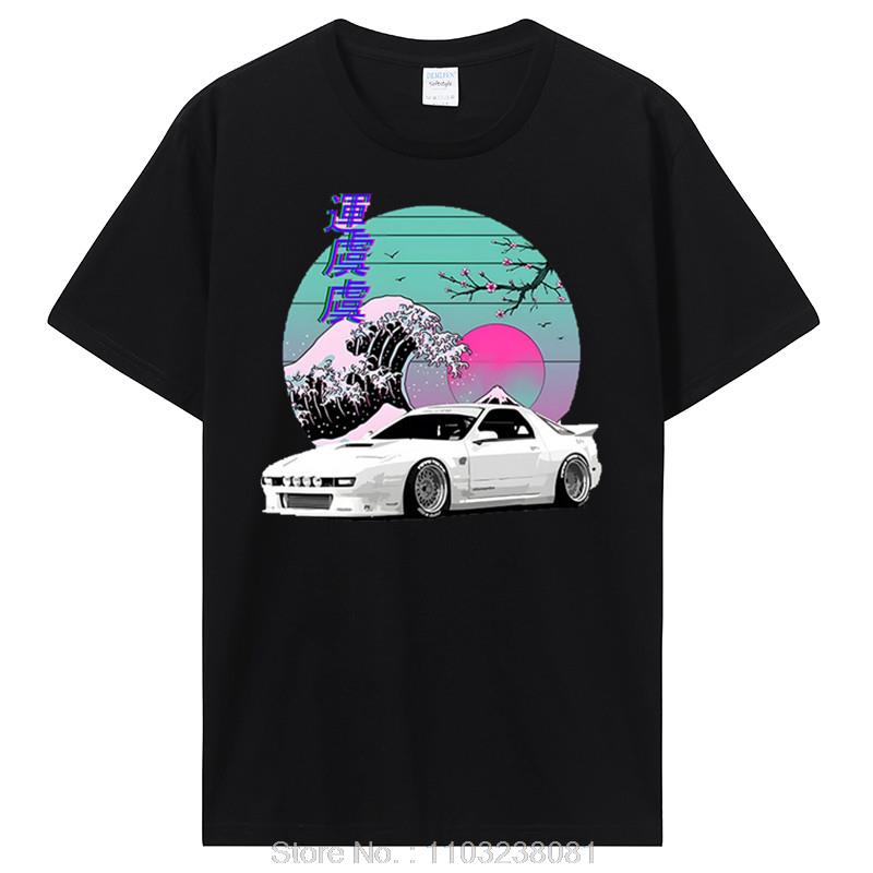 Initial D TShirt For Japanese Vaporwave JDM Legend Car RX T Shirt Harajuku Japanese Cars Unisex Cotton Classic TShirt