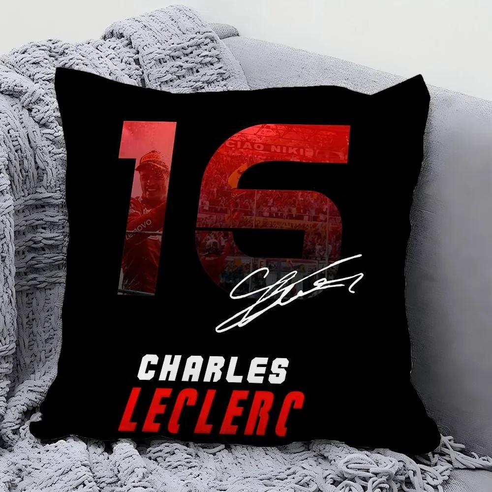 C-Charles L-Leclerc F1 16 Kissenbezug Quadratisches Kissen Schlafzimmer Sofa Freizeit Komfortkissen Auto Wohnzimmer Heimdekoration 40X40
