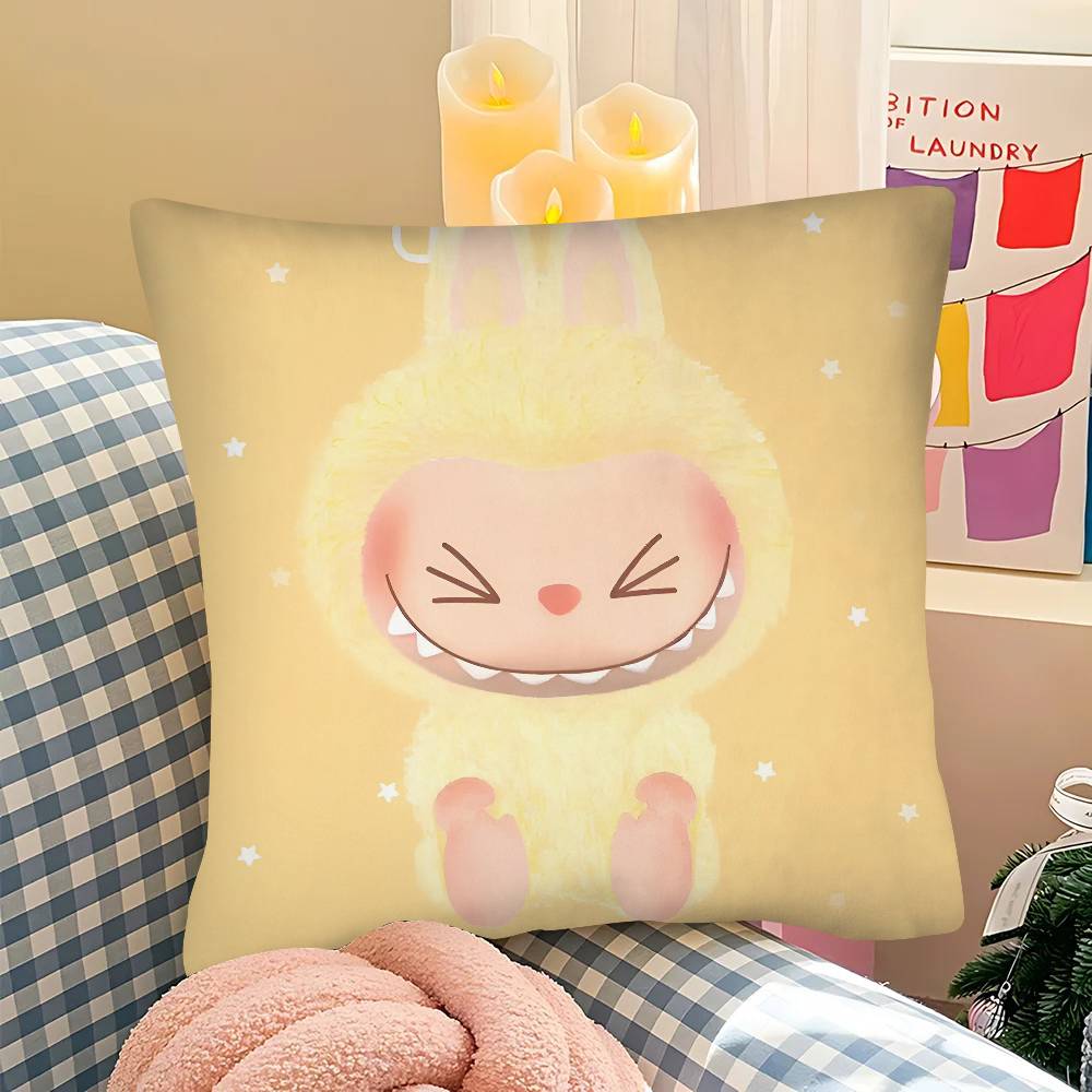 Populär Docka Söt Litet Monster L-Labubu M-Mokoko Kuddfodral Fyrkantig Kudde Sovrum Soffa Fritidskomfort Kuddar Bil