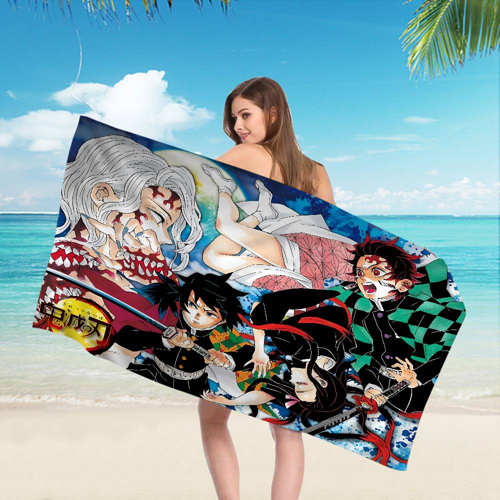 Demon Slayer Cartoon Beach Towel Cute Kawaii Room Decor Bath Girls Children Hand Towels For Bathroom Shower
