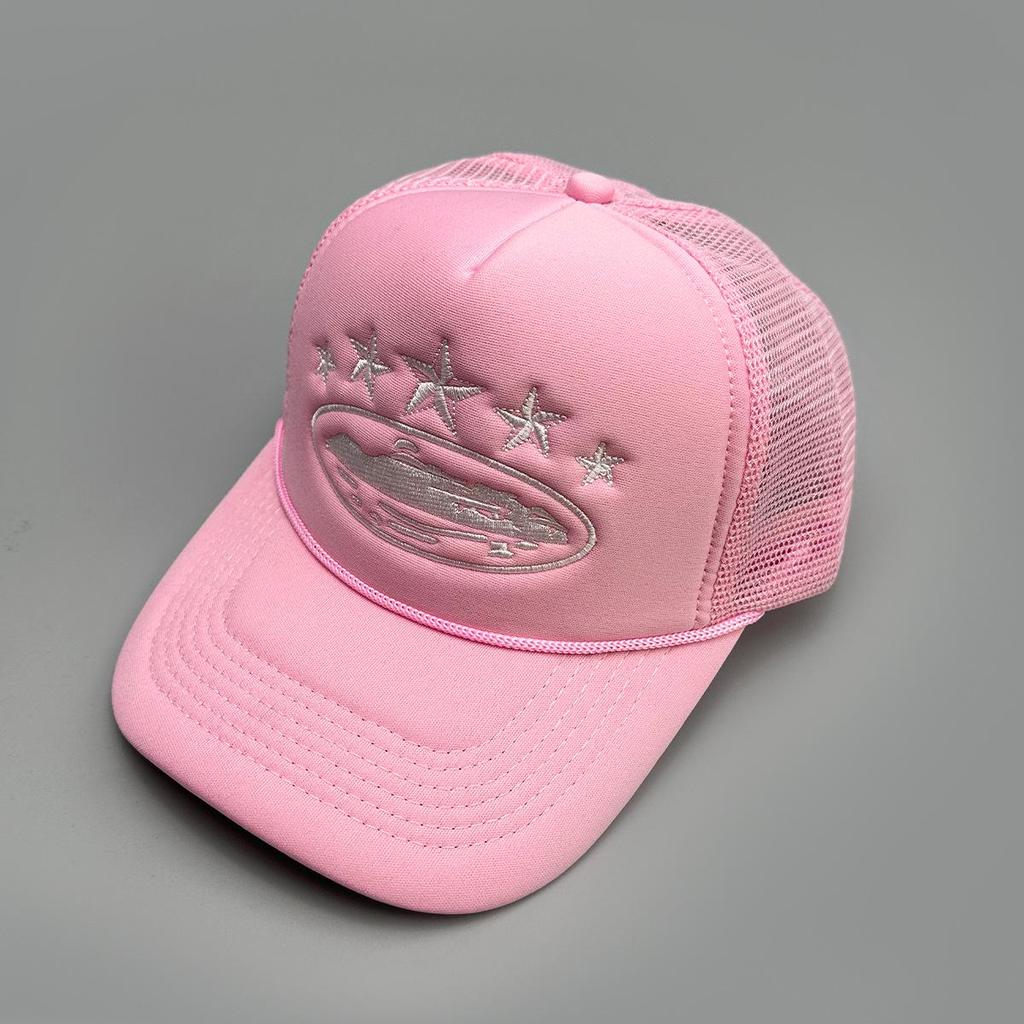 Neue Pentagramm-Stickerei Baseballkappe - Unisex Sonnenschutz Trucker-Hut mit Netzrückseite