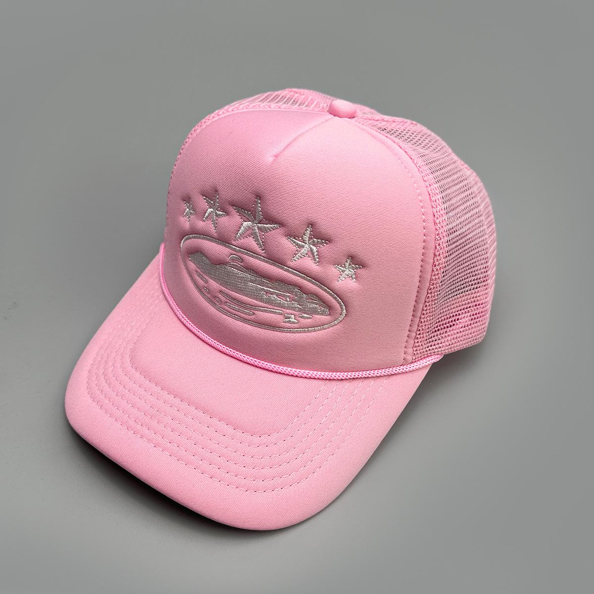 Got Now Nieuwe Pentagram Borduur Baseballpet - Unisex Zonneklep Truckerpet met Mesh Achterkant 52-60cm roze