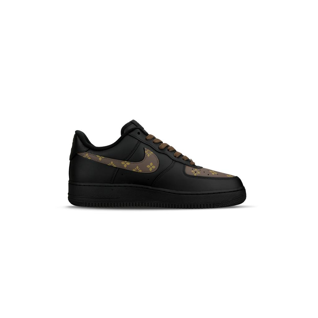 Nike Air Force 1 Slip Resistant Abrasion Resistant Low top Skateboard Shoes Unisex Black Brown CW2288-001(Team882-Louis)