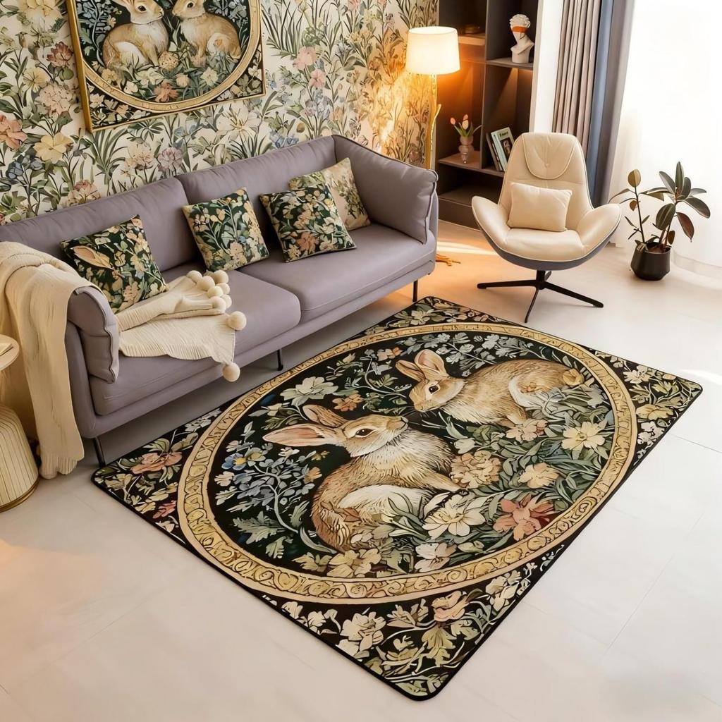 Black Floral Bat 5x7 Area Rug Halloween Bats Living Room Rug | Boho Flowers Rugs for Bedroom, Romantic Plant Gothic Carpet Indoor Floor Mat