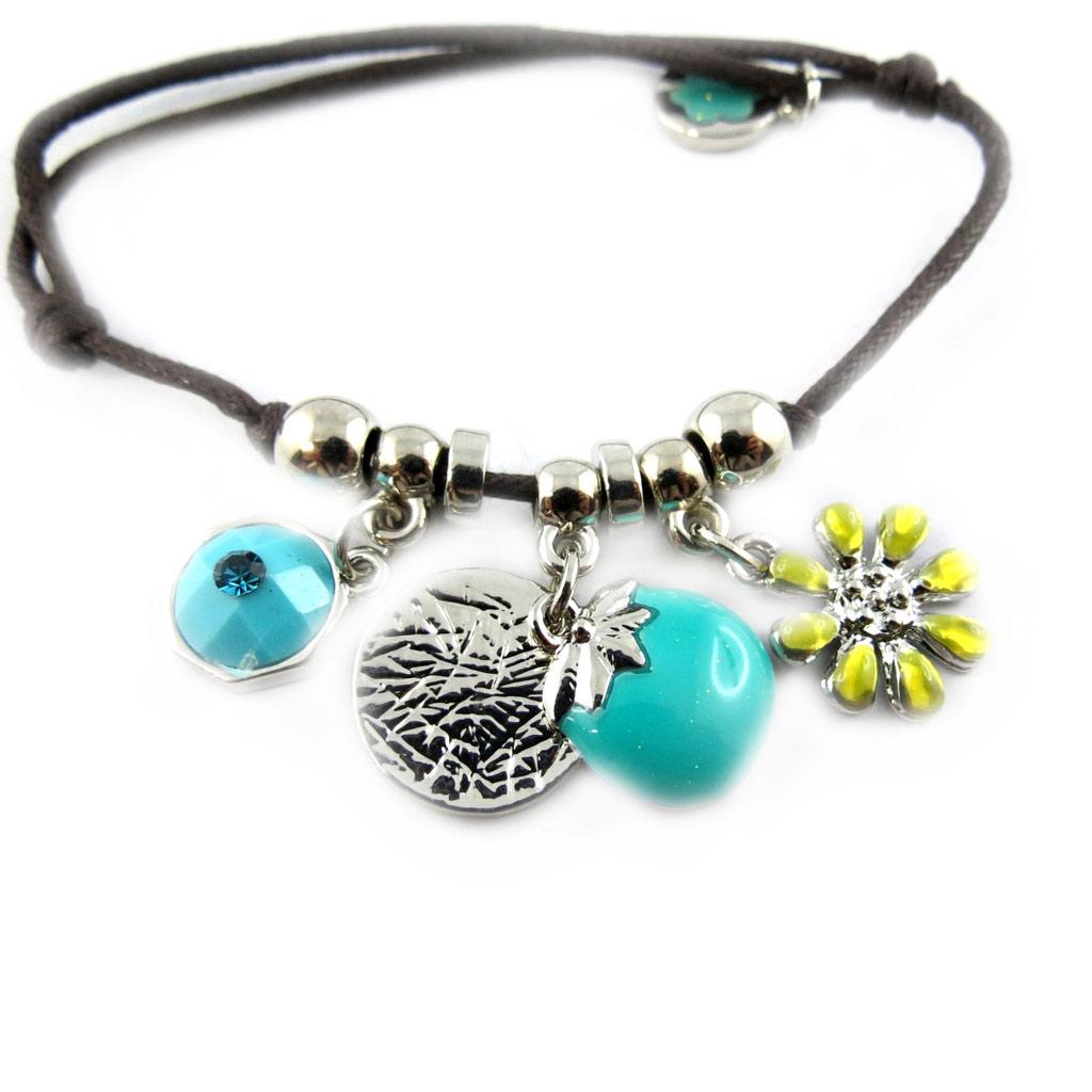 Les Trésors De Lily [G0171] - Turquoise 'Bouquet Fleury' Designer Bracelet