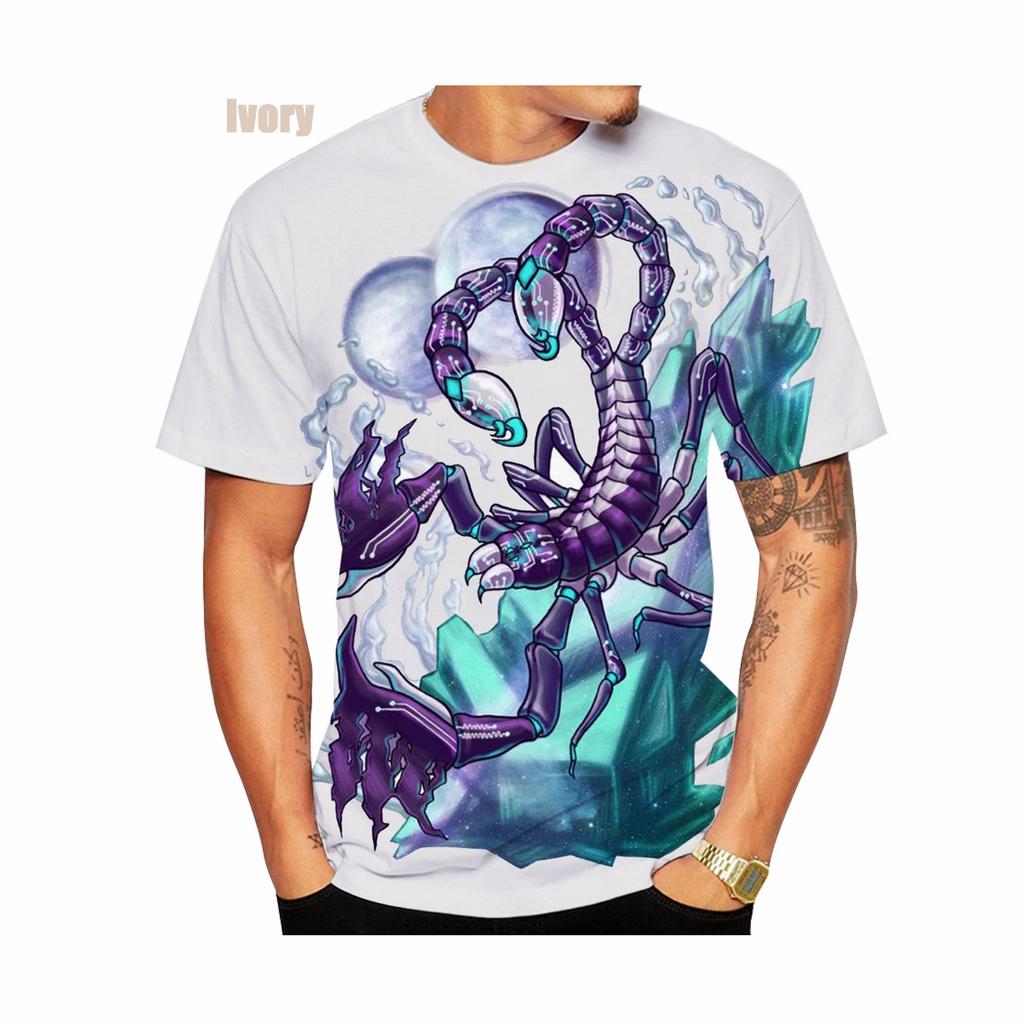 Letní móda Štír 3D potisk Unisex Cool tričko Vtipné Štír potisk Krátký rukáv Velikost