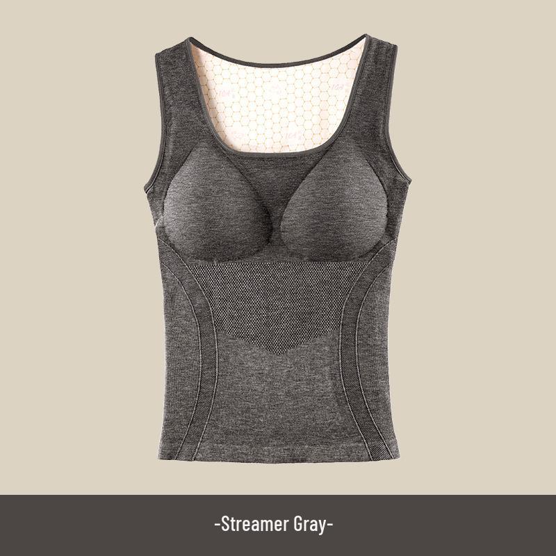 Women's Breathable Warm Vest with Chest Pad - Jelly Strip Lift Base Layer Undershirt