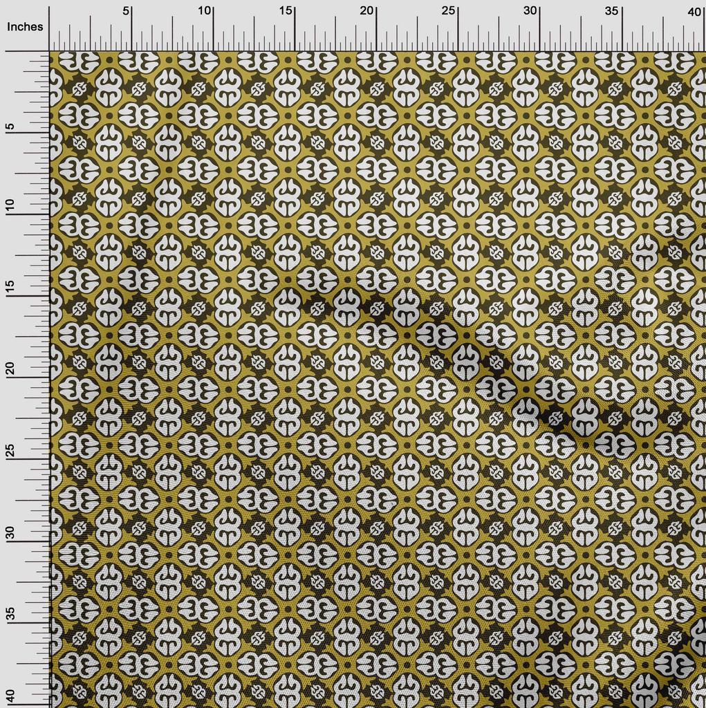 oneOone Cotton Flex Dark Olive Green Fabric Abstracts Dress Material Fabric Print Fabric By The Yard 40 Inch