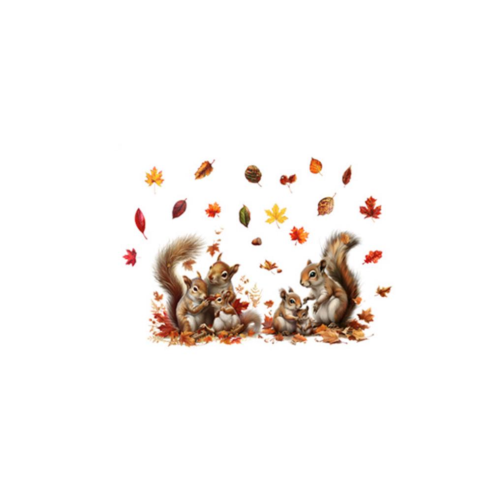 Maple Leaf Squirrel Wall Sticker - Removable Self-Adhesive Art for Living Room, Bedroom, Entrance, or Cabinet (MLC109)