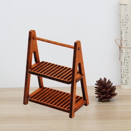 Puppenhaus-Aufbewahrungsregal, doppelschichtiges Miniatur-Brotregal, exquisites Puppenhaus-Organisationsregal, Puppenhaus-Zubehör