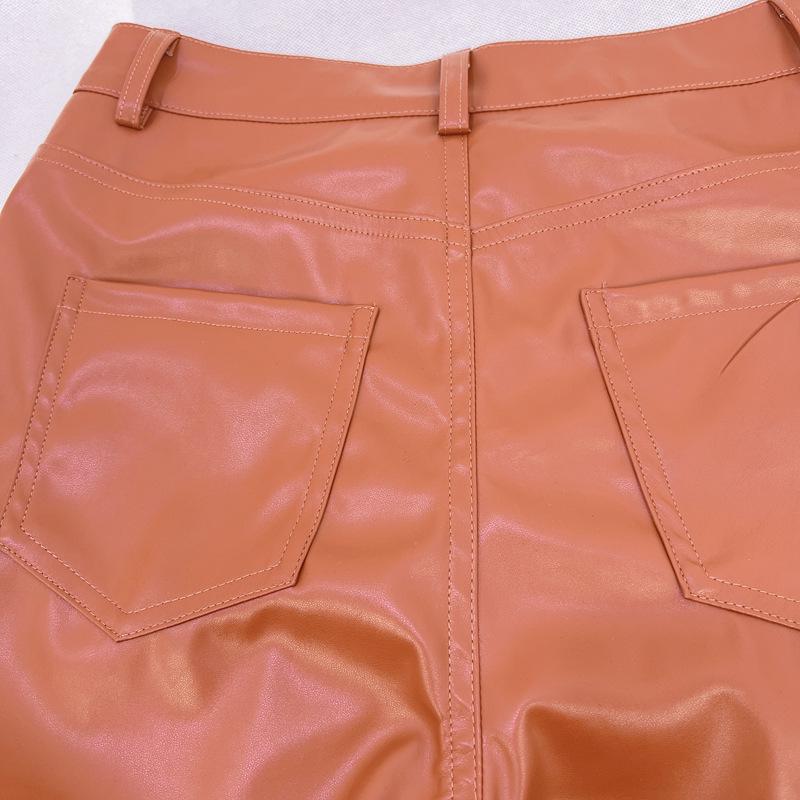 High Waist Women's Retro Leather Pants - Casual Slim Fit, Wide Leg, Autumn/Winter