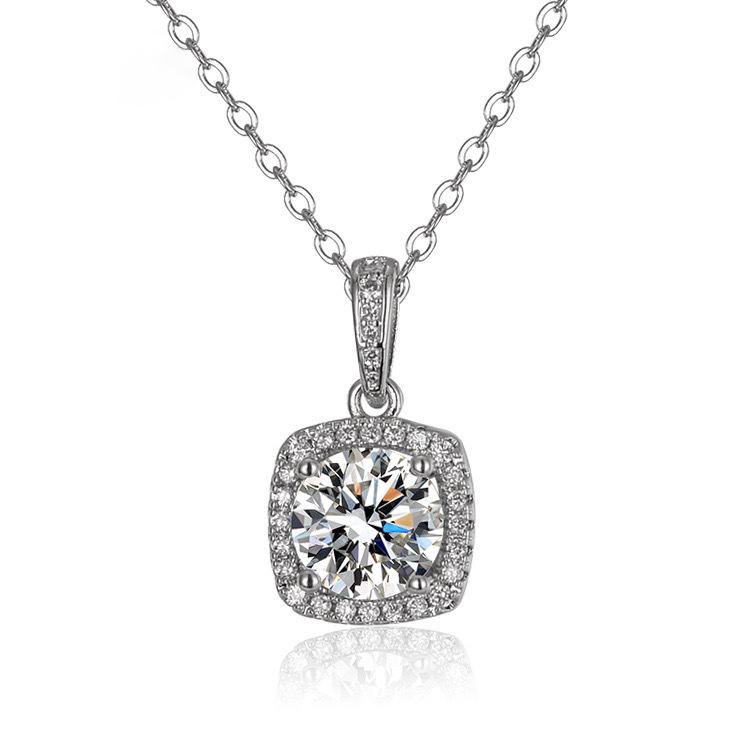 

One Carat Zircon Necklace Pendant Girls Fashion Personality Versatile Style Round Bag Clavicle Chain Qixi Gift for Girlfriend 2026 45CM