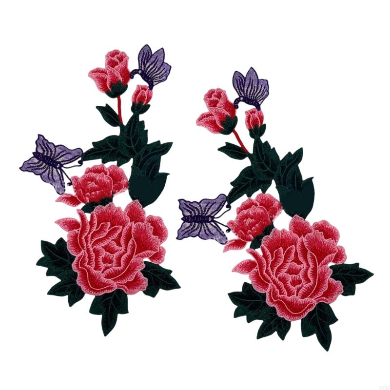 2 Pcs Beautiful Flower Iron On Patches Sewing Patches Floral Embroidered Patches