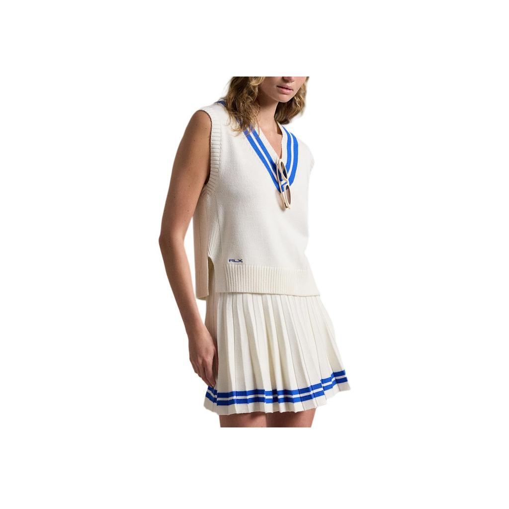 Polo Ralph Lauren FW24 Letter Print V-Neck Sleeveless Knit Top Women tops White WMXGSWENC020057-100