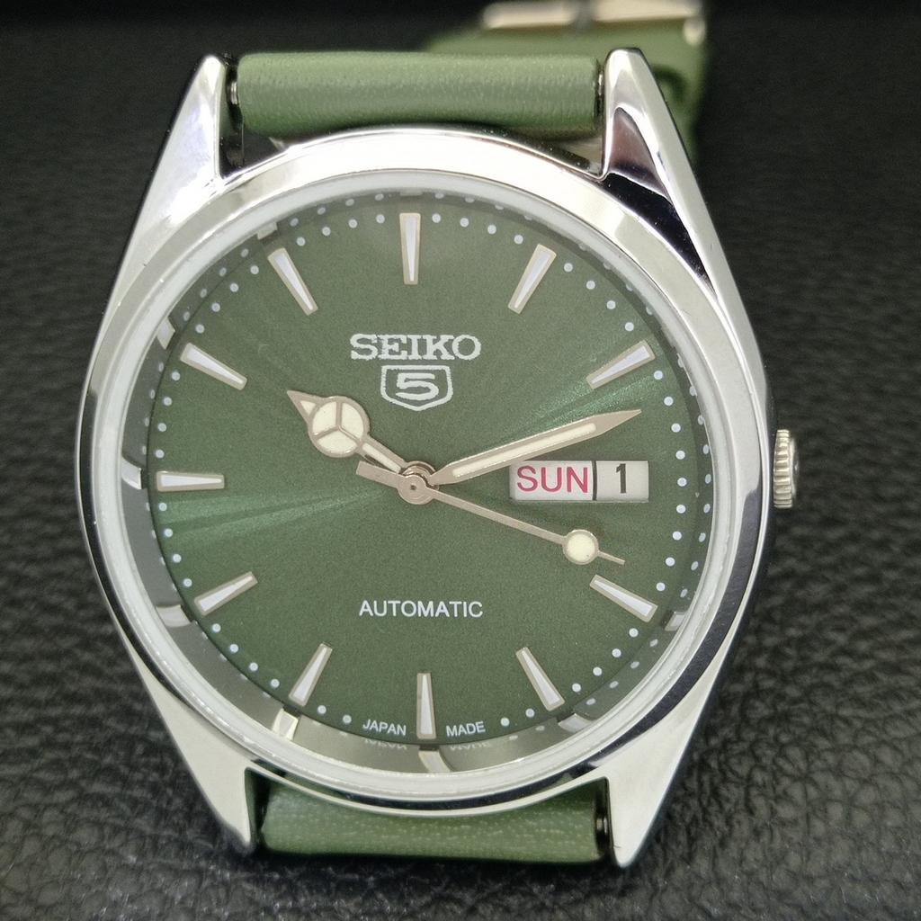 VINTAGE SEIKO 5 AUTOMATIC 6309A REFURBISHED JAPAN MENS GREEN WATCH a701733-5 R206c-a701733