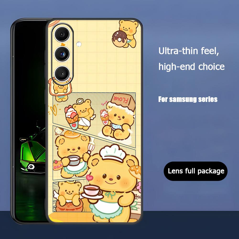 Brand B-Butter Bear Cartoon Phone Case For Samsung Galaxy S26 S25 S24 S23 S22 S21 Plus Ultra Note20 Soft Black