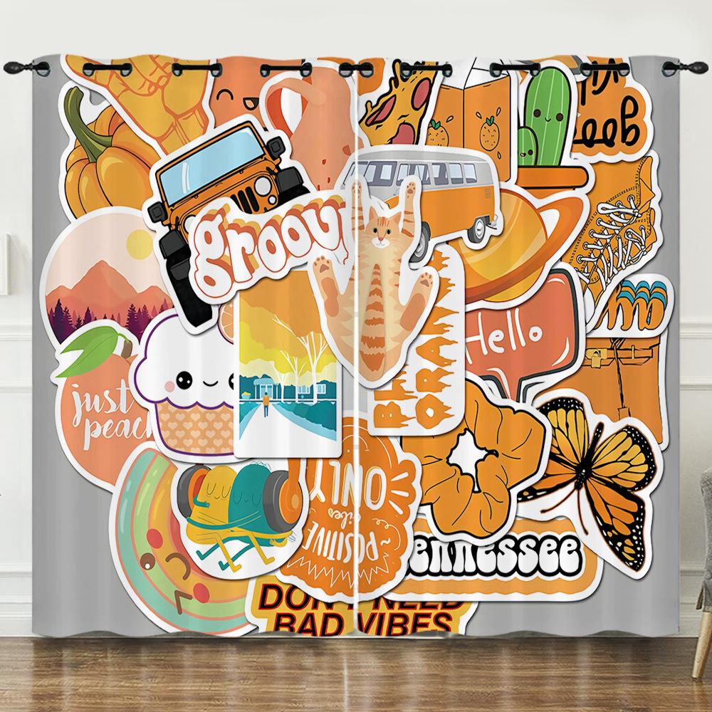 3D Graffiti Pattern Digital Printing Curtain Blackout Punching