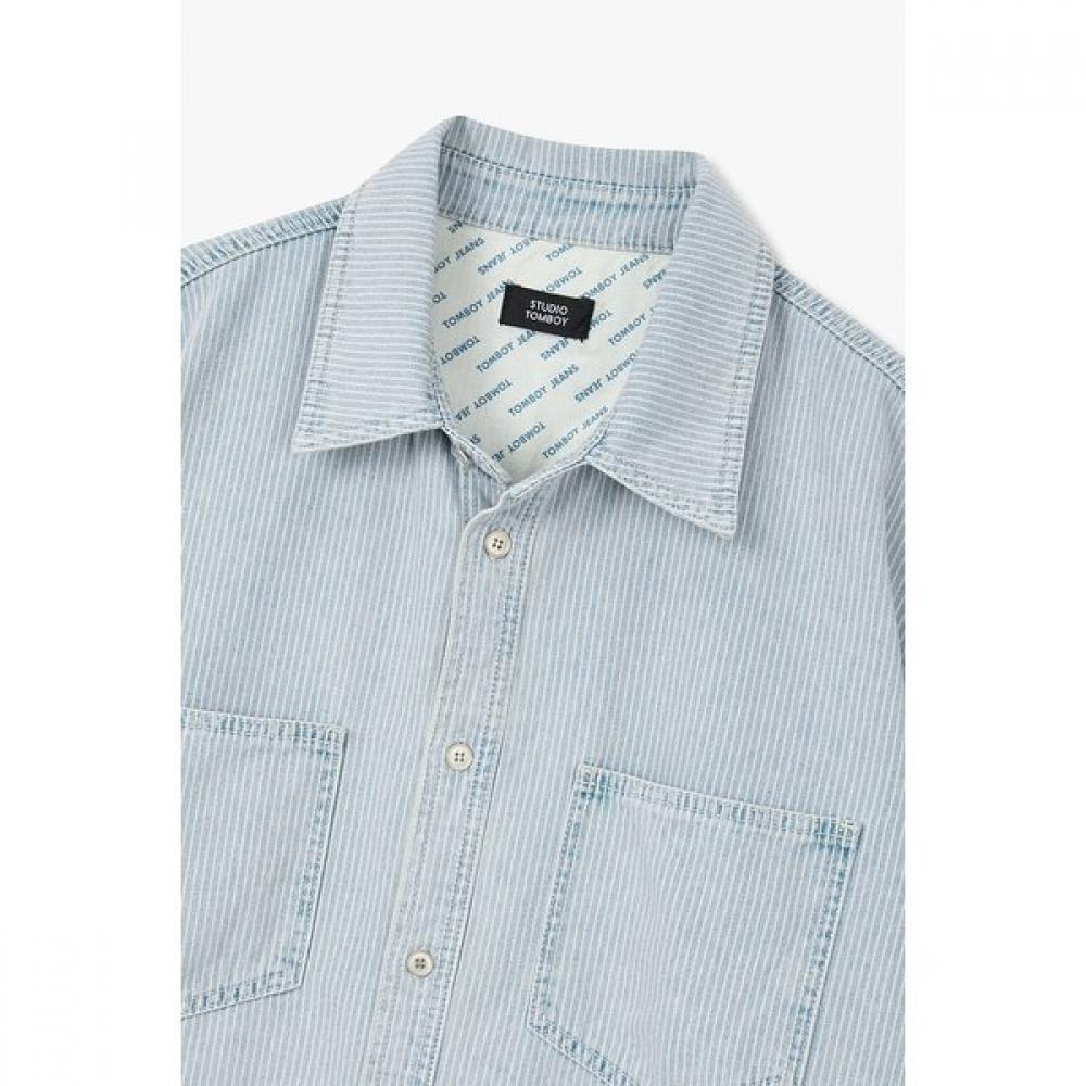 Studio Tomboy Stripe Denim Short Sleeve Shirt 91m6221224 