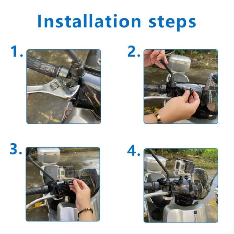 Adjustable Motorcycle Rearview Mirror Camera Mount for 9/8/7/6/5/4 Devices 11mm Hole Camera Mount Accessory