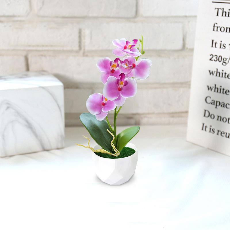 Artificial Flower Simulation Butterfly Orchid Potted Bonsai with Pot Creative Fake Potted Plants Simulated Silk Flower Decor