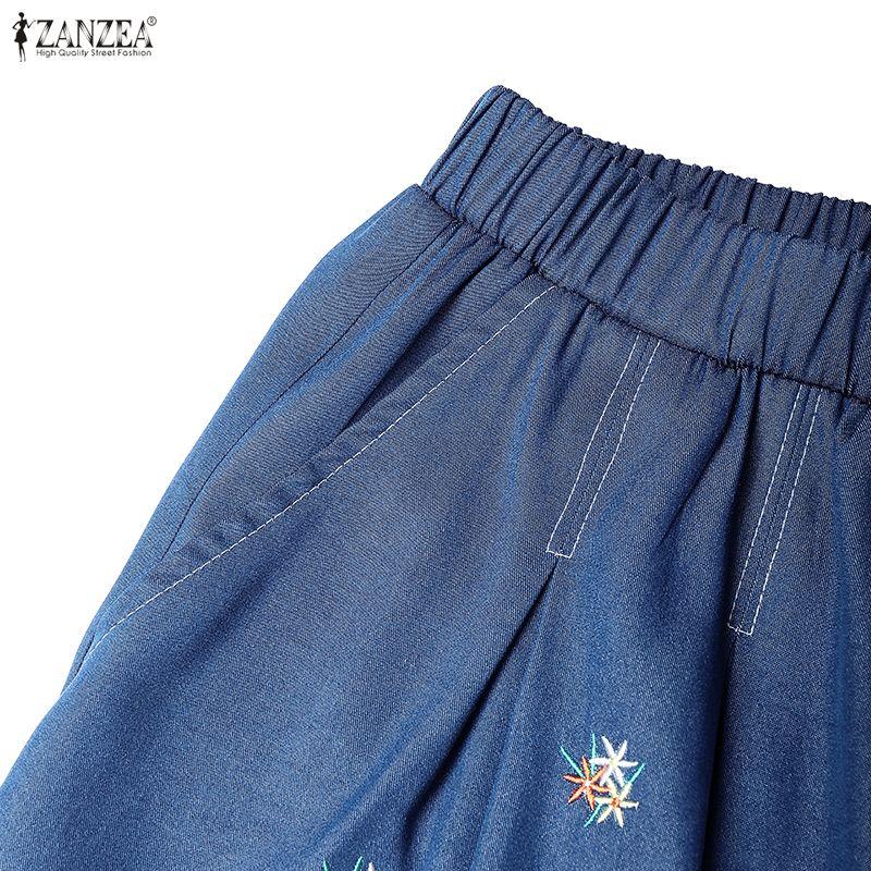ZANZEA Women Summer Casual Elastic Waist Loose Print Shorts