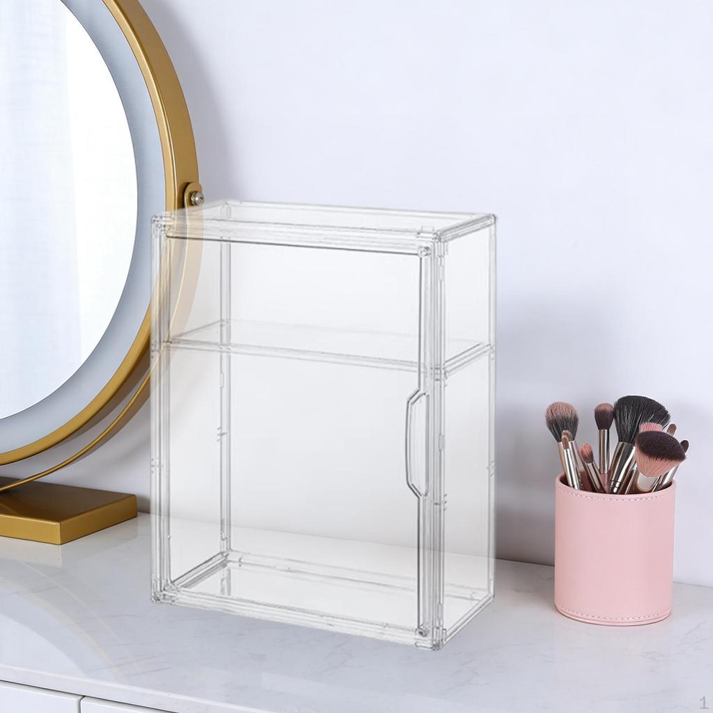 Clear Display Case Shelf Storage Cabinet Stand for Model Car, Miniature Figurines, Dolls