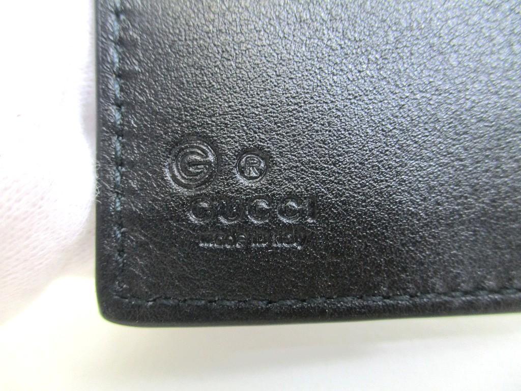 Authentic GUCCI GG Guccissima Black Signature Leather Bifold Wallet #a836  Refurbished