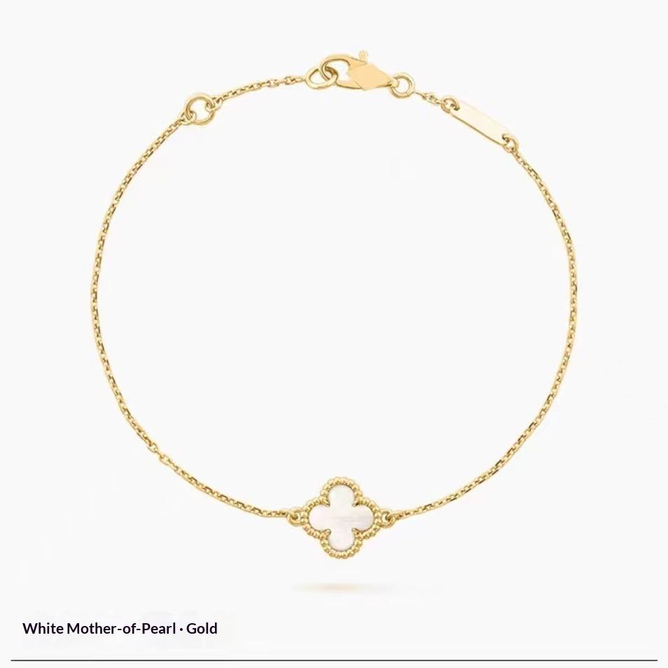 Luxury Mini Four-leaf Clover Bracelet with Natural Black Onyx for Women