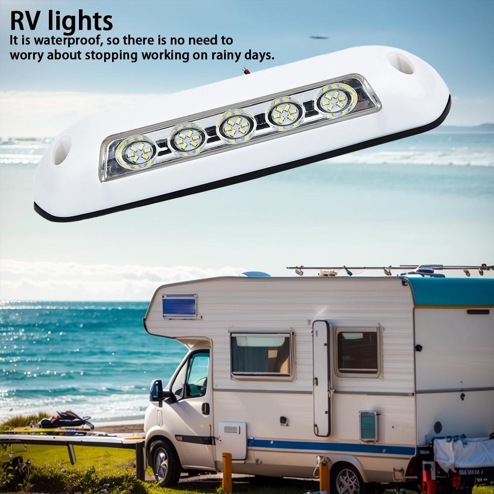 12V RV Outdoor Porch Light Motorhome Caravan Interior Wall Lamps 6000K Waterproof Awning Lights 8W RV Retrofit Outdoor Lighting
