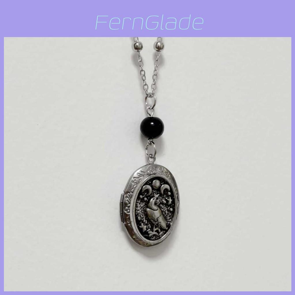 Gothic Moon Raven Goddess Necklace With Geometric Pendant For Women