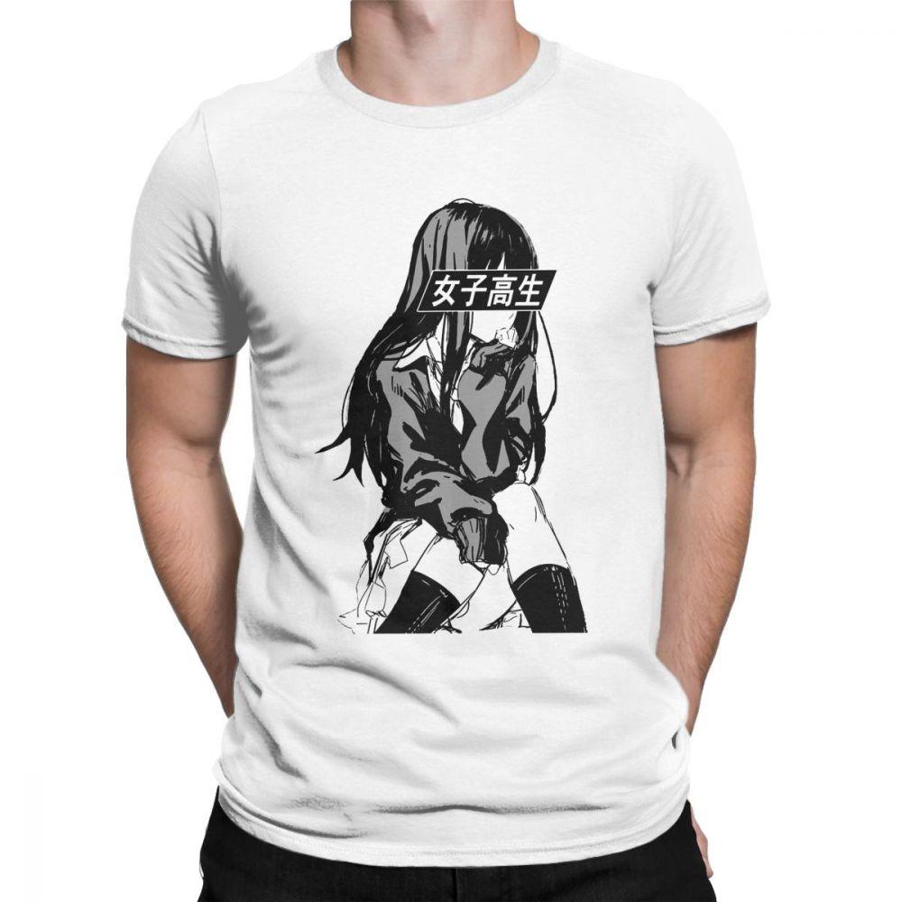 

Schoolgirl Sad Anime Tees Japanese Aesthetic Anime Manga Kawaii T Shirts Men Printing Tops Tshirts Cotton Streetwear S