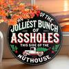 One piece of aluminum Christmas sign, "The Happiest Asshole Family" holiday wall decoration for home, kitchen, garden, garage