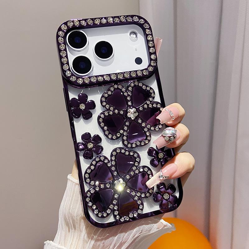 Galvanisiert Klar Bling Glitzer Farbverlauf Blumen Hülle für IPhone 17 Air 16 15 11 12 13 14 Pro Max Weiches Silikon Stoßfeste Abdeckung