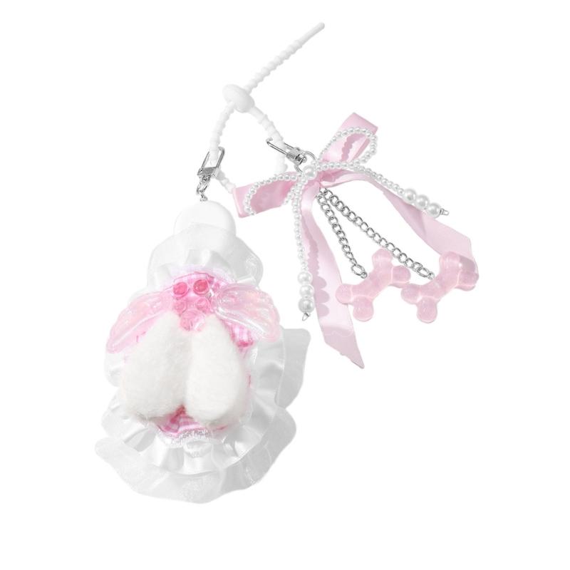 

Mini Cushion Comb Bear Keychain With Detachable Lace Design For DIY Enthusiasts And Fashion Accessories 1 розовый
