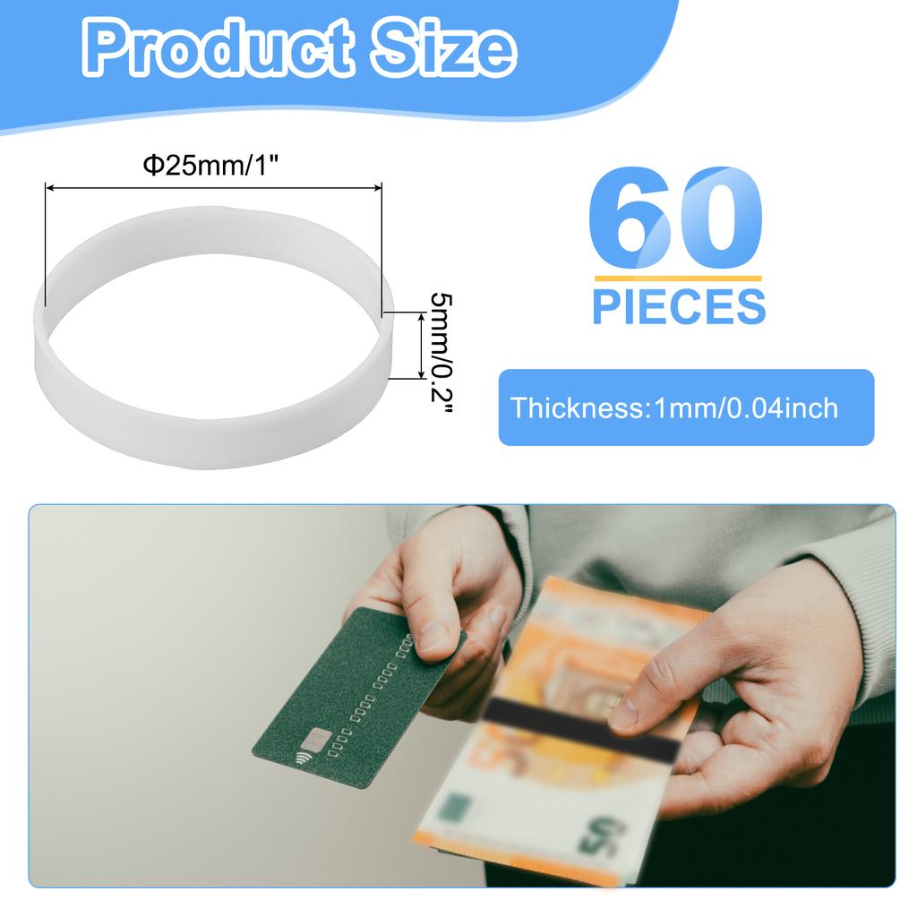 60Pcs 15-35mm Silicone Rubber Bands Rubber Bands Rings Cable Ties Strong Elastic Bands Non-Slip for Cord Wrapping Bag Wraps