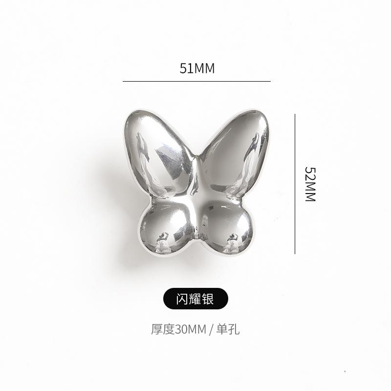 Electroplated Silver Ceramic Butterfly Hook Cabinet Door Handle Drawer Wardrobe Door Knob Cartoon Ceramic Butterfly Decoration