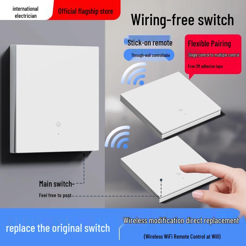 Smart Wireless Double Control Light Switch - No Wiring Needed, 220V Remote Master-Slave System