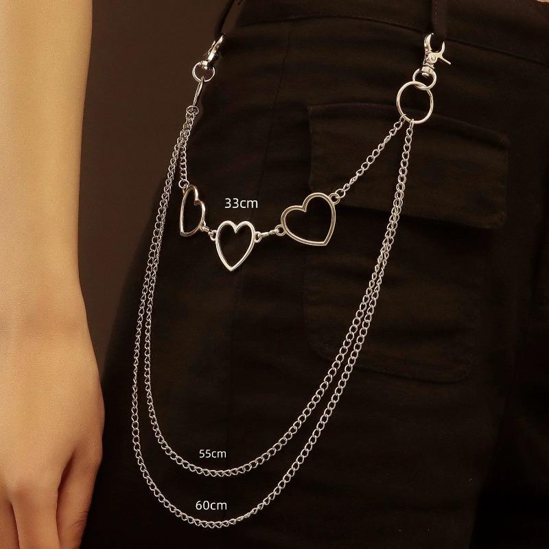 1Pc Hip Hop Punk Pentagram Pendant Waist Chain Ins Style Fashion Personality Multi-layer Metal Chain Men's and Women's Trousers