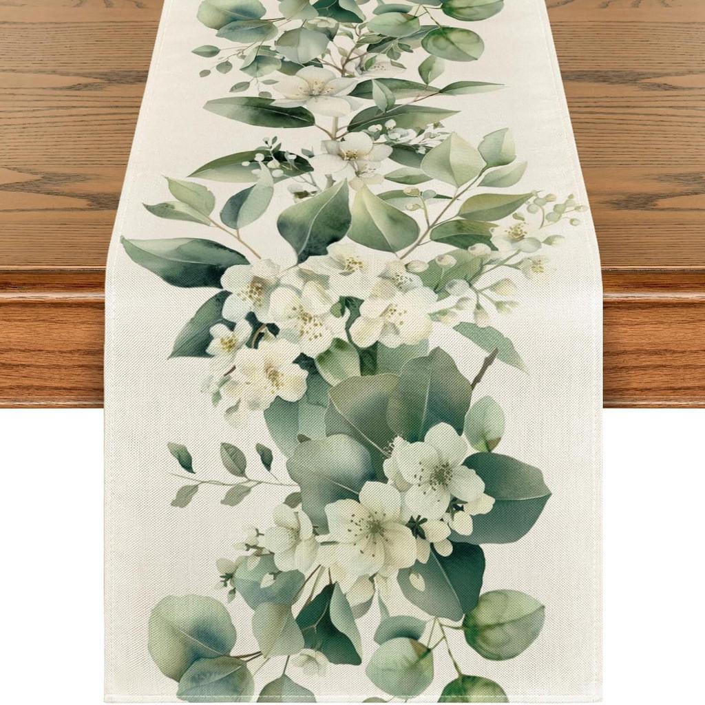 Spring Watercolor Flower Table Runner - Indoor/Outdoor Dining & Home Decor