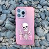 Fashion Pink Skeleton Ghost Laser Phone Case for iPhone 16 12 13 Mini 11 Pro Max 14 15 Pro Max 16 15 14 Plus Shockproof Covers